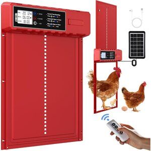 Automatic Chicken Coop Door Solar Powered with XL Large Size 10.8″x 14.2″ Red Au